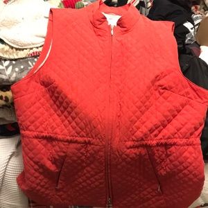 COPY - Talbots quilted golf vest, extra large petite, cinched waist, coral colo…